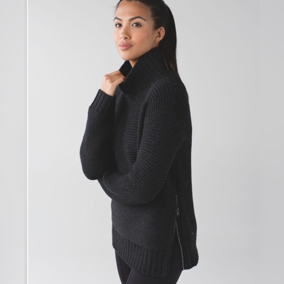 lululemon athletica Sweaters - Lululemon Karma Kurmasana Sweater, Merino Wool, Heathered Black, Size 4